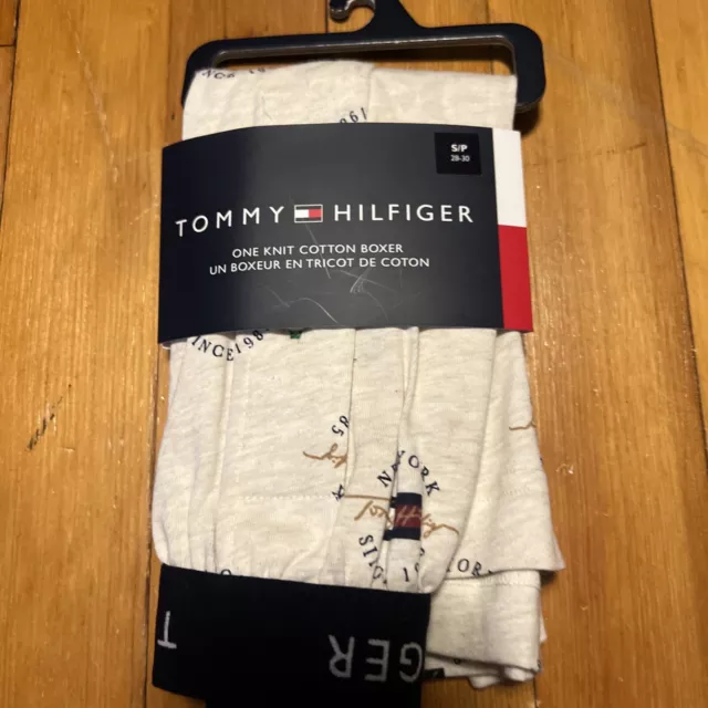 tommy hilfiger mens designer soft cotton knit boxer underwear-Logo flag Print SM