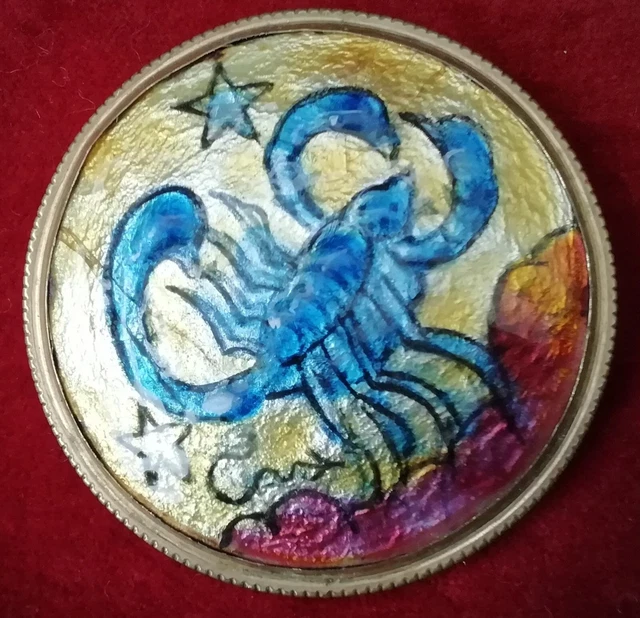 ANCIENNE BROCHE EN émaux sur cuivre Limoges - Art Déco scorpion EUR 35,00 - FR