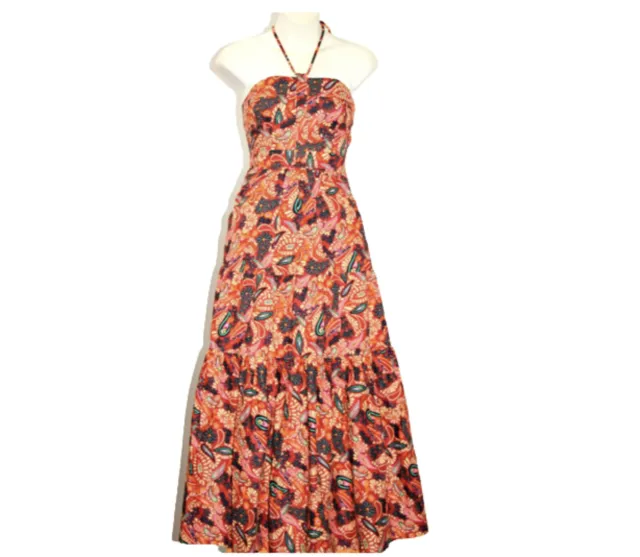 NWT $248 House of Harlow 1960 Revolve Paisley Cotton Halter Maxi Dress Pockets M
