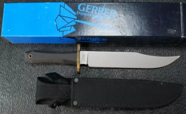 Gerber Utility Bowie 5978 Coffin Handle Knife Fixed Blade w/ Sheath Box USA NOS