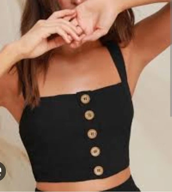 Lulus Sweet As Ever Button Front Bra Crop Tank Top ONLY *No Skirt* Size S NWT #D
