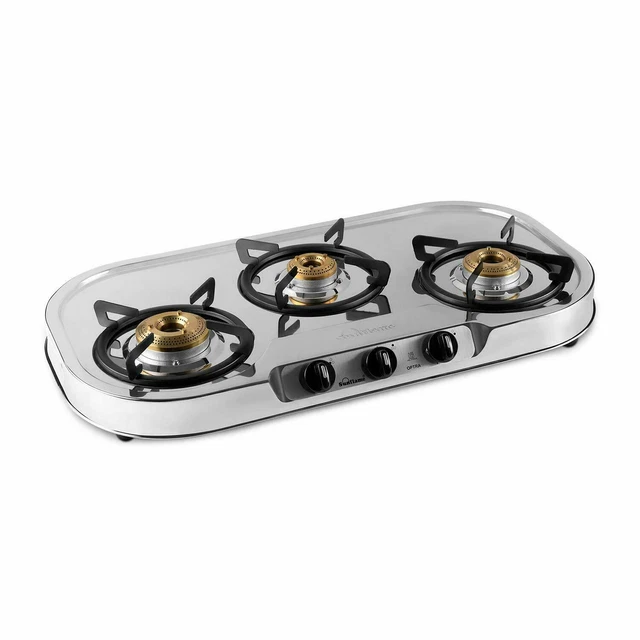 SUNFLAME OPTRA 3 Burner Gas Stove 3B Stainless Steel Manual Ignition