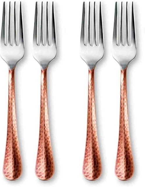 Acier Inoxydable Cuivre Poignée Fourche 4 Pièce Ensemble, Dessert Set