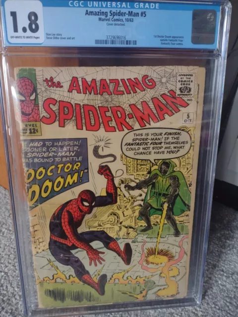AMAZING SPIDER-MAN #5 CGC 1.8 1st app Doctor Doom outside Fantastic Four  cameo