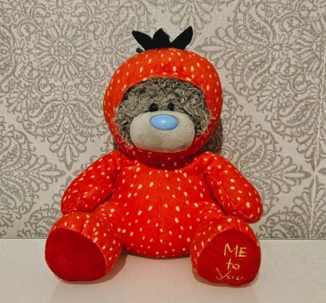 Me To You Tatty Teddy Blue Nose Plush Bear  Dressed as a Strawberry Soft Toy
