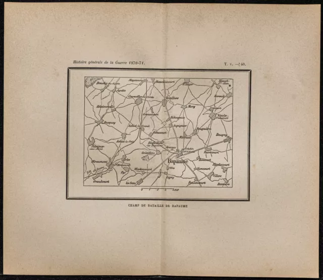 1898ca - Bataille de Bapaume (Pas-de-Calais) - Carte ancienne guerre de 1870