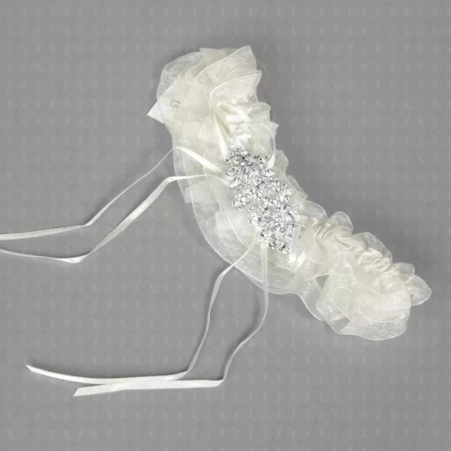 Ivory/Jewelled Applique Wedding Garter (G-1452 IV/FR)