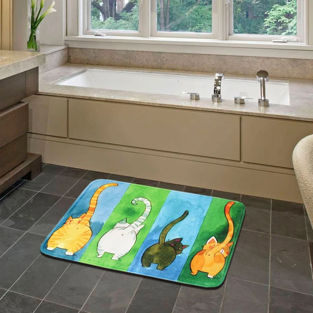 Alfombras de piso con memoria de patrón para gatos alfombras de dormitorio absorbentes de agua