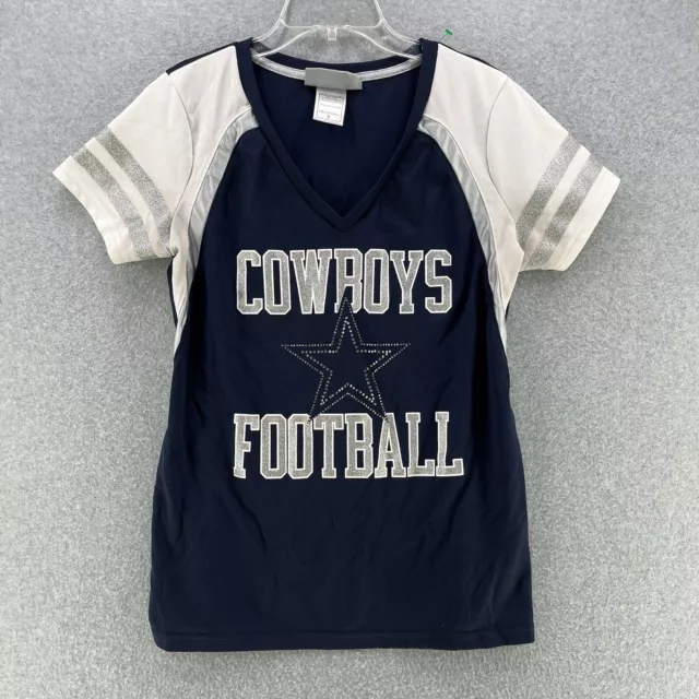 Cowboys Her Style Womens T-Shirt Small S NFL Dallas Cowboys V-Neck Short Sleeve