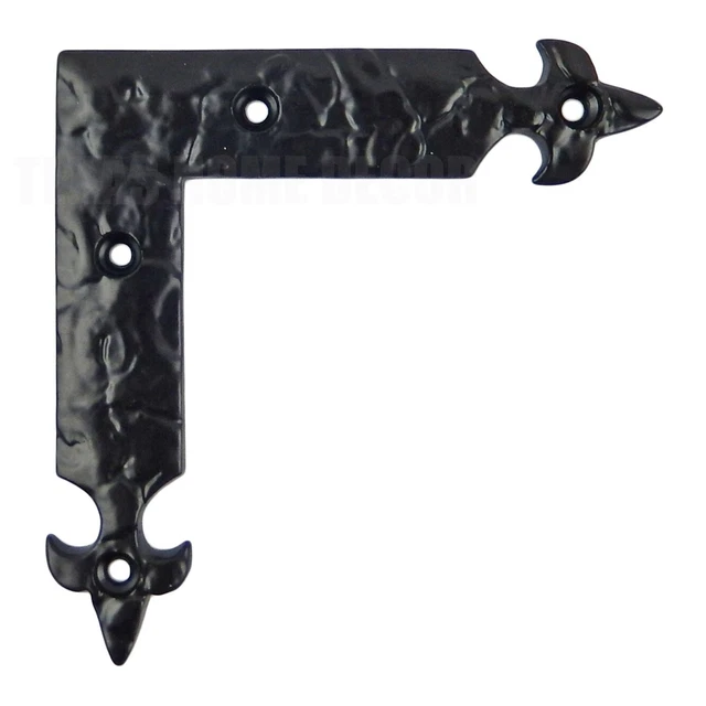 Fleur De Lis Iron Corner Furniture Brace Hand Forged Look Victorian Black 4.25 "