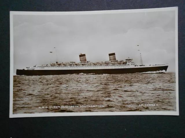 Vintage Marine Cunard White Star Line Postcard- Rms Queen Elizabeth Southampton