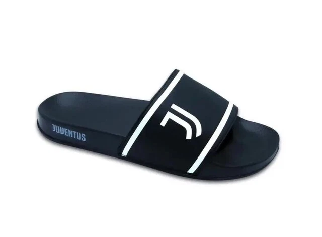 Migliardi Ciabatte Juventus con logo, Junior Unisex -Art. JUVESTRIP-BB (Nero/Bia