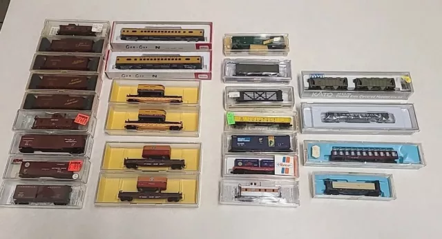 (S) Mixed Lot 26 N Scale Rolling Stock Atlas Micro Trains Con Cor Kato