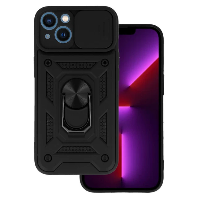 Coque Housse iPhone 13 Avec Support Bague Métallique Cache Caméra