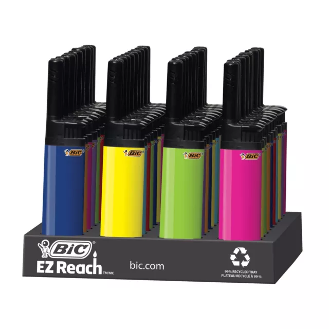 BIC EZ Reach Lighter, Assorted Colors, 40-Count Tray (Colors Will Vary), Great