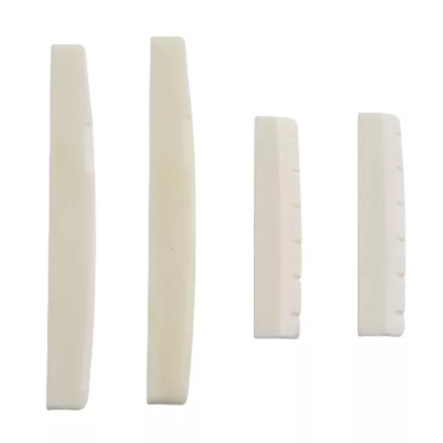 2 Sets Of 4 Pcs 6 String Acoustic Guitar Bone Bridge Saddle 72mm and Nut 43mm