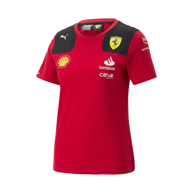 Scuderia Ferrari F1 Official Team WOMENS T-Shirt PUMA Red 2023 Free UK Shipping