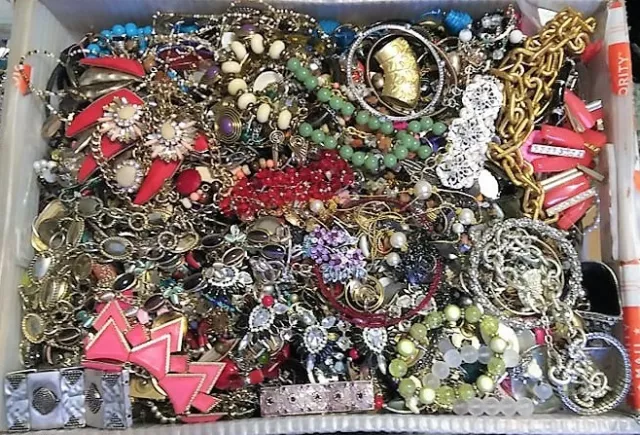 Old Jewelry Lot Treasure Box 3 Lbs Vintage Estate Mod Dress Up Costume Craft Lot