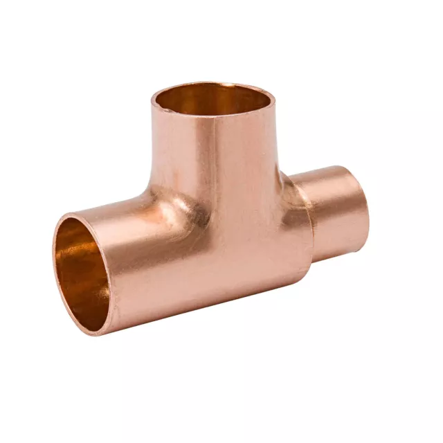 1-1/2" x 1-1/4" x 1-1/2" Inch CxCxC Sweat Reducing Copper Tee Plumbing Fitting