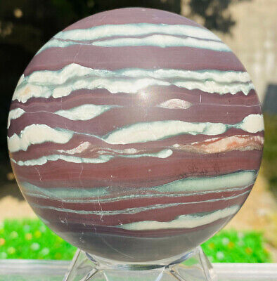 1430g Large Red Zebra Stone Jasper Crystal Quartz Sphere Ball Healing