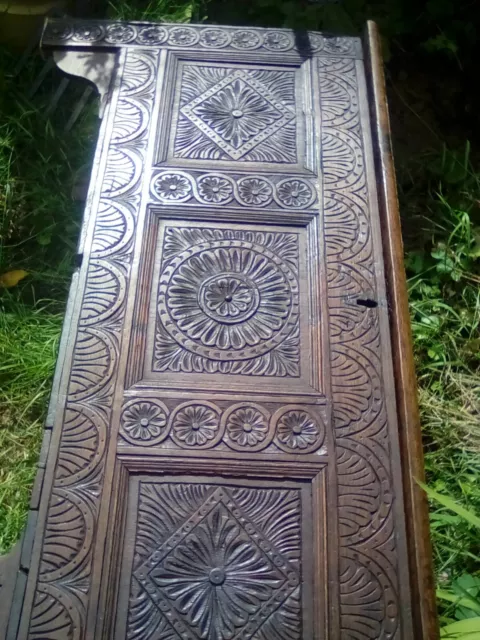 17th century oak carved oak dowry / coffer chest beautiful colour