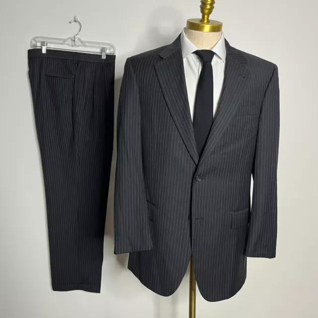 Jos A Bank Signature Collection Suit Mens Gray Stripe 41L 34W