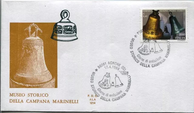 1999 - Italia Fdc Ala 1214 "Museo Storico Campana Marinelli " Lire 800-€ 0,41