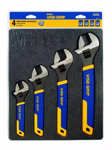 Irwin Vise Grip 2078706 4pc Adjustable Wrench Tray Set, 4 Piece