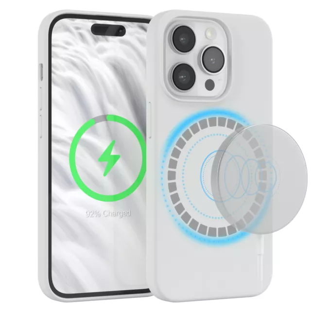 MagSafe Hülle für Apple iPhone 14 Pro Silikon Handyhülle Cover Case Schutz Weiß