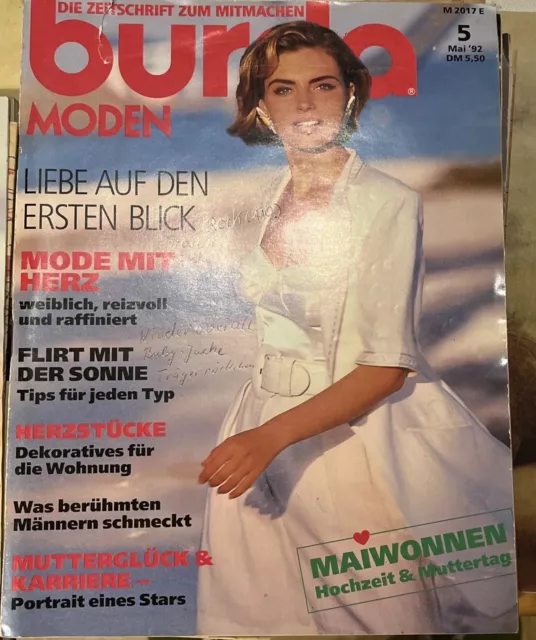 BURDA MODEN 5/ 1992 mit Schnittmustern und Anleitungen * Mode m. Herz * Vintage