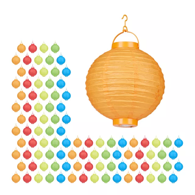Lanterne LED colorato Set da 100 pz. paralume in carta 20 cm rotondo set di luci