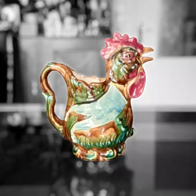 Pichet en faïence coq Gaulois de style Onnaing années 1880-1900
