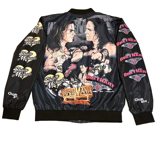 WWE SHAWN MICHAELS Bret Hart “Wrestlemania 12” Chalk Line Jacket Sz