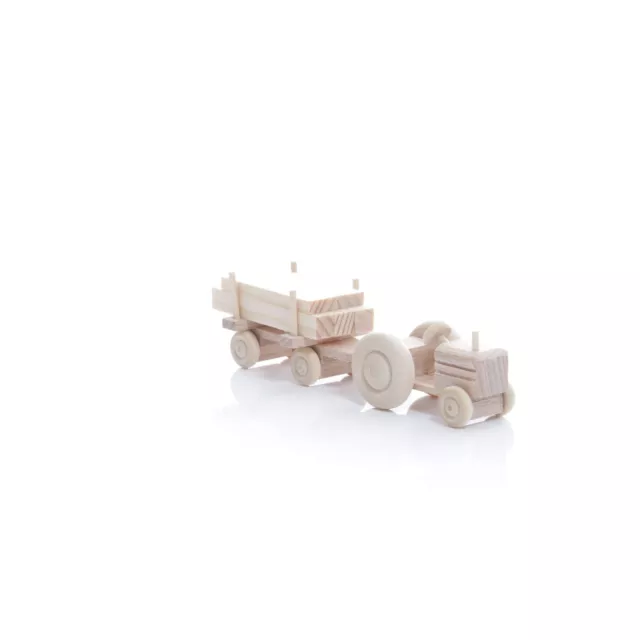 Jouet en Bois Tracteur Avec Bois Long Nature Hxlxp 3,5x7,5x3cm Neuf Voiture