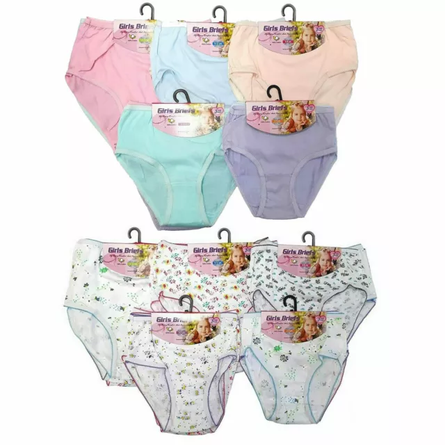 Girls 3 Pack of 100% Cotton briefs pants knickers Age 2-13 Plain and Floral