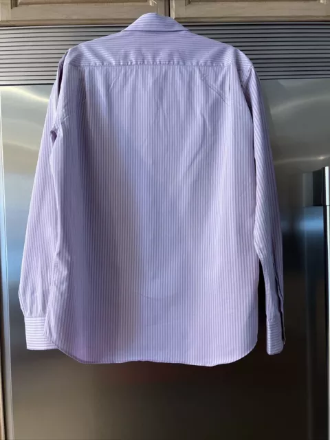 Versace 'City' Collection Mens Shirt Lavender / Purple Stripe Neck 17 (Fit16.5”) 2
