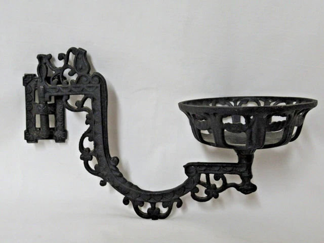 Antique Cast Iron Swing Arm Wall Bracket Oil Lamp Holder