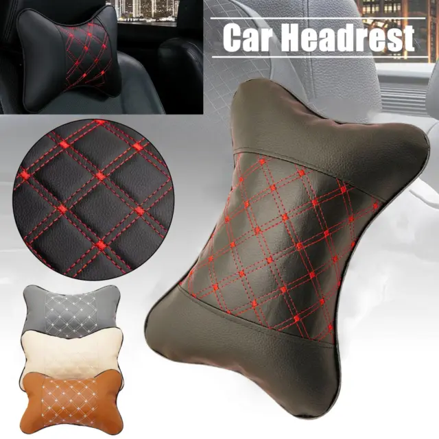 Car Neck Pillows Both Side PU Leather 1pcs Pack Headrest Pain Relief' R1M6