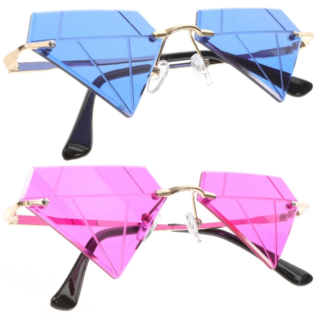 2pcs Party Sunglasses Rimless Glasses Personalized Eyeglasses for Women Men