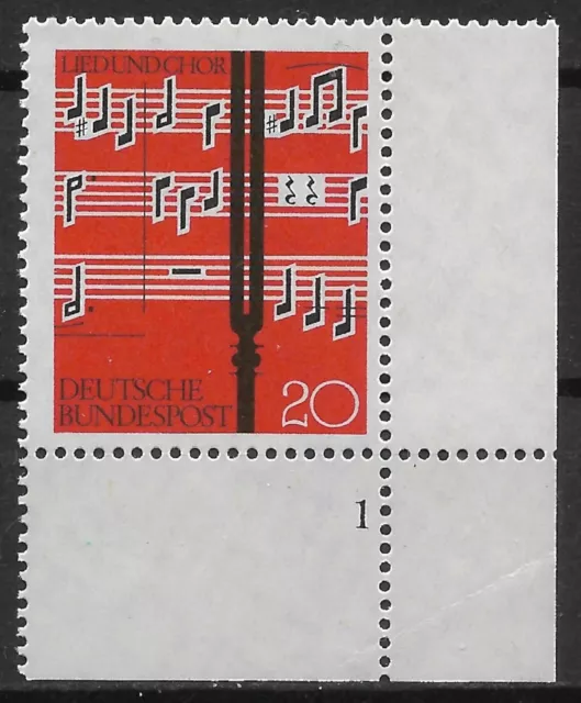 Bund 1962 ** Mi 380 Lied und Chor Eckrand Ecke Bogenecke Formnummer 1 Fn1 01505D
