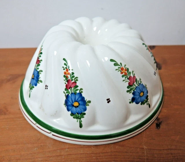 Vintage Italian Ceramic Hand Painted Jelly Jello Mould Floral Wall Hanging