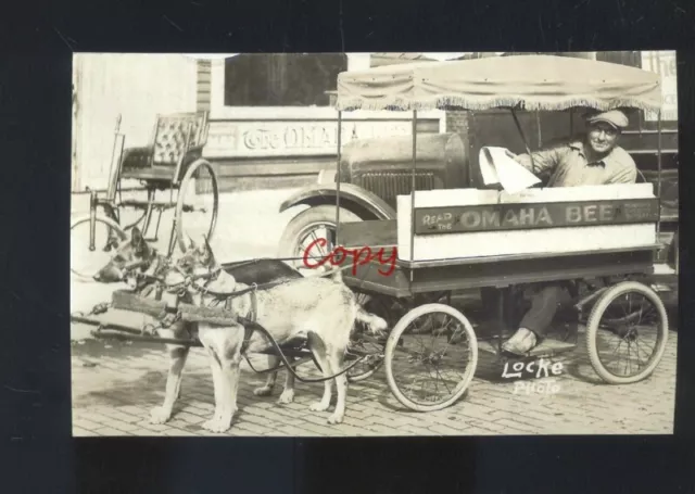 Real Photo Omaha Bee Nebraska Newspaper Advertising Wagon Postcard Copy