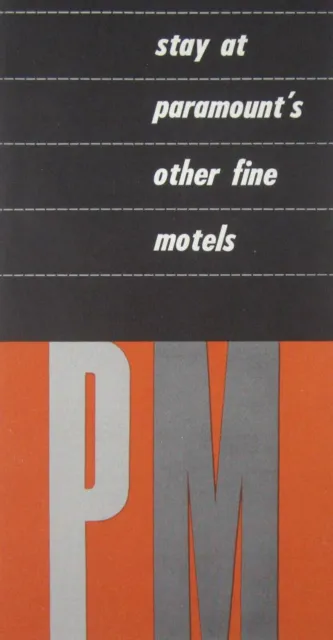 Vintage Paramount Motel Travel Brochure Guide Stonewall Jackson El Rancho 1960's