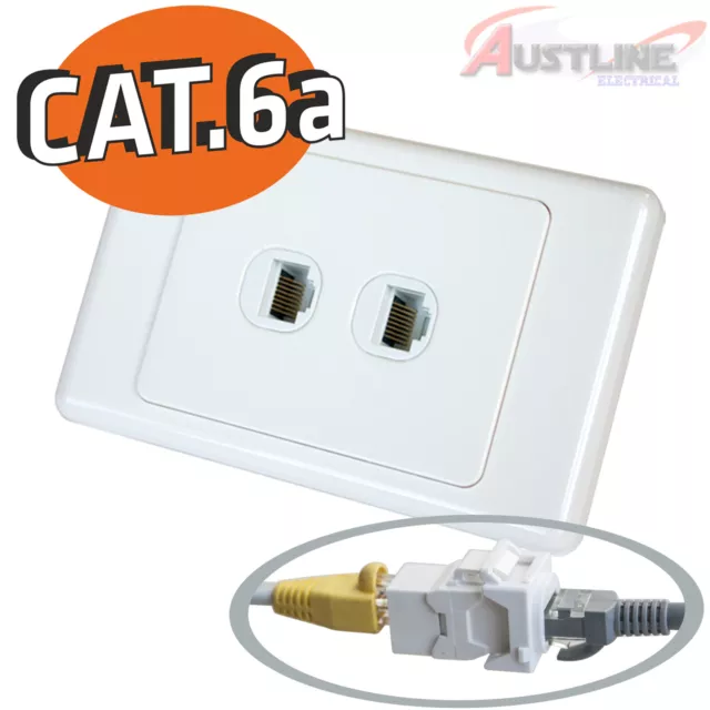 Cat6a RJ45 2Port Wall Plate Network LAN 2Gang Coupler F/FJack Cw2C6A-ff