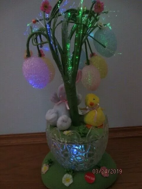 Avon Blossoming Fiber Optic Musical Easter Egg Bunny Chick Tree Spring Holiday