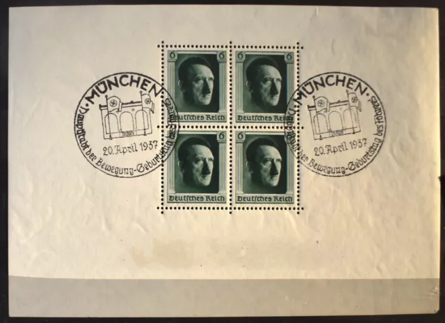 Deutsches Reich - 1937 - 48. Geb. Adolf Hitler - Gestempelt - Mi.-Nr. Block 7