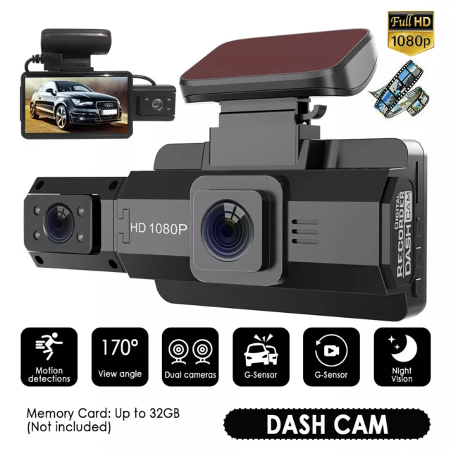 Dashcam HD 1080P Dual Lens Auto DVR G-Sensor Kamera Nachtsicht Video Recorder