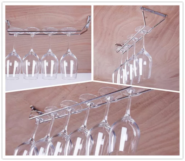 Space Saving Wine Glass Hanger Rack Wine Glass Holder Bar Durable Organizer LL