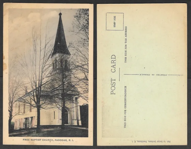 Old Rhode Island Postcard - Pascoag - Free Baptist Church