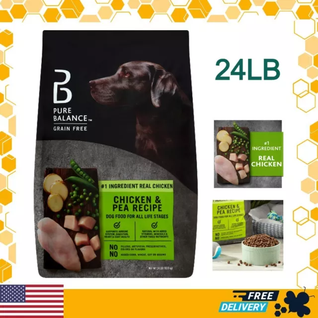 Pure Balance Chicken & Pea Recipe Dry Dog Food All Life Stages, Grain-Free, 24LB